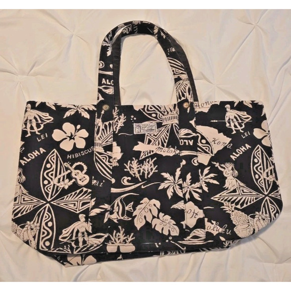 Polo Ralph Lauren Tote Bag Canvas Hawaiian Limited Ed Reversible VHTF Floral - Picture 4 of 16